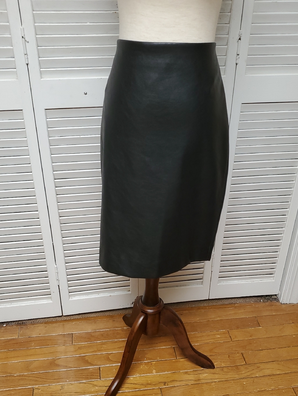 J. Crew Black Faux Leather Midi Skirt